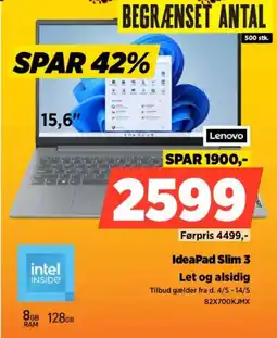 Power Lenovo IdeaPad Slim 3 82X700KJMX tilbud
