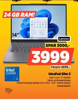 Power Lenovo IdeaPad Slim 3 83K0003UMX tilbud