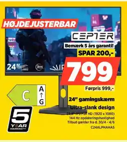 Power CEPTER 24" gamingskærm C24ALPHAHAS tilbud