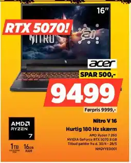 Power ACER Nitro V 16 NHQYYED001 tilbud