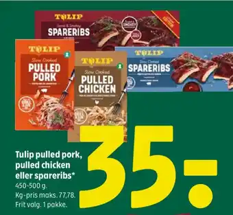 Coop 365 Tulip pulled pork, pulled chicken eller spareribs tilbud