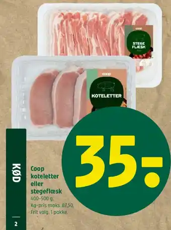 Coop 365 Coop koteletter eller stegeflæsk tilbud