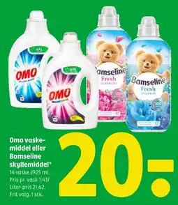 Coop 365 Omo vaske- middel eller Bamseline skyllemiddel tilbud