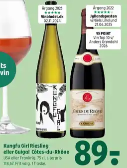 Coop 365 Kungfu Girl Riesling eller Guigal Côtes-du-Rhône tilbud