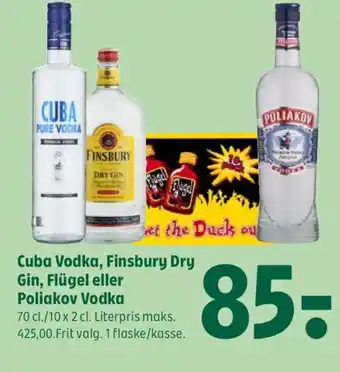 Coop 365 Cuba Vodka, Finsbury Dry Gin, Flügel eller Poliakov Vodka tilbud
