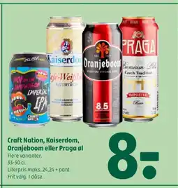 Coop 365 Craft Nation, Kaiserdom, Oranjeboom eller Praga øl tilbud