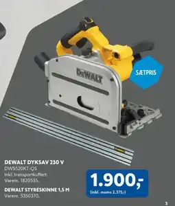 Davidsen DEWALT Dyksav 230 v , DEWALT Styreskinne 1.5 m tilbud