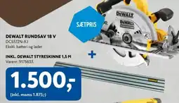 Davidsen DEWALT Rundsav 18 v , inkl. DEWALT styreskinne 1,5 m tilbud