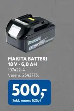 Davidsen Makita Batteri 18 v - 6,0 ah tilbud