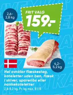 Bilka Hel ovnklar flæskesteg, koteletter uden ben, flæsk i skiver, spareribs eller nakkekoteletter tilbud