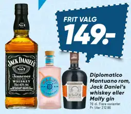 Bilka Diplomatico Mantuano rom, Jack Daniel's whiskey eller Malfy gin tilbud