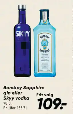 Bilka Bombay Sapphire gin eller Skyy vodka tilbud