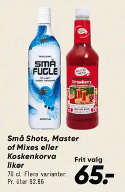 Bilka Små Shots, Master of Mixes eller Koskenkorva likør tilbud