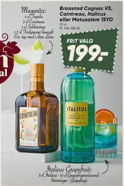 Bilka Braastad Cognac VS, Cointreau, Italicus eller Matusalem 15YO tilbud