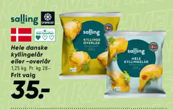 Bilka Salling Hele danske kyllingelår eller -overlår tilbud