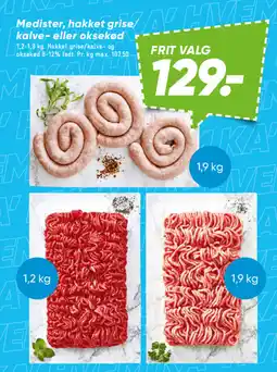 Bilka Medister, hakket grise 7 kalve- eller oksekød tilbud