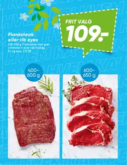 Bilka Flanksteak eller rib eyes tilbud