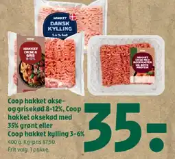 Coop 365 Coop hakket (okse-/grisekød, oksekød med grønt, kylling) tilbud