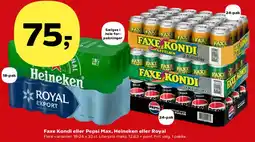 SuperBrugsen Faxe Kondi eller Pepsi Max, Heineken eller Royal tilbud