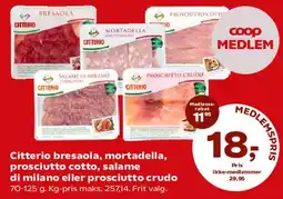 SuperBrugsen Citterio bresaola, mortadella, prosciutto cotto, salame di Milano eller prosciutto crudo tilbud
