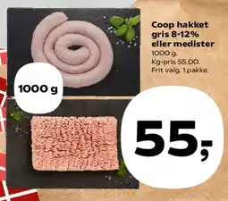 SuperBrugsen Coop hakket gris 8-12% eller medister tilbud