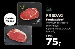 SuperBrugsen Fredag Fredagsbøf (Premium entrecote / ribeye) tilbud
