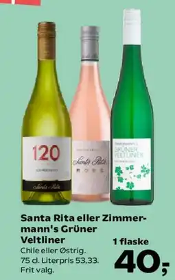 SuperBrugsen Santa Rita eller Zimmermann's Grüner Veltliner tilbud