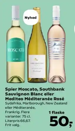 SuperBrugsen Spier Moscato, Southbank Sauvignon Blanc eller Mediterranee Rosé tilbud