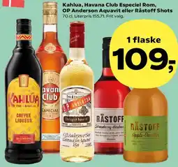 SuperBrugsen Kahlua, Havana Club Especial Rom, OP Anderson Aquavit eller Råstoff Shots tilbud