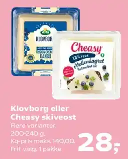 SuperBrugsen Klovborg eller Cheasy skivost tilbud