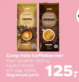 SuperBrugsen Coop hele kaffebønner tilbud