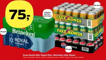 Faxe Kondi / Pepsi Max / Heineken / Royal (pakke)