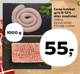 Kvickly Coop hakket gris 8-12% eller medister tilbud