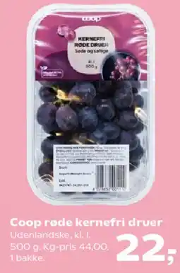 Kvickly Coop røde kernefri druer tilbud