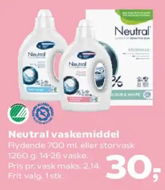 Kvickly Neutral vaskemiddel tilbud