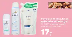 Kvickly Dove deodorant, håndsæbe eller shower gel tilbud