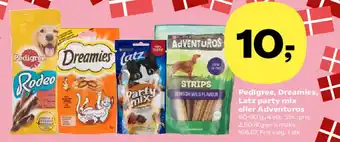 Kvickly Pedigree, Dreamies, Latz party mix eller Adventuros tilbud