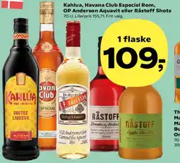 Kvickly Kahlua, Havana Club Especial Rom, OP Anderson Aquavit eller Råstoff Shots tilbud