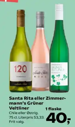 Kvickly Santa Rita eller Zimmermanns Grüner Veltliner tilbud