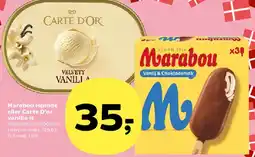 Kvickly Marabou ispinde eller Carte D'or vanilla is tilbud