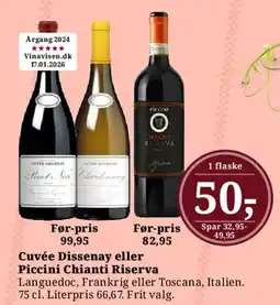 Dagli'Brugsen Cuvée Dissenay eller Piccini Chianti Riserva tilbud