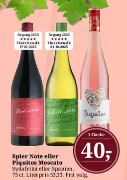 Dagli'Brugsen Spier Note eller Piquitos Moscato tilbud