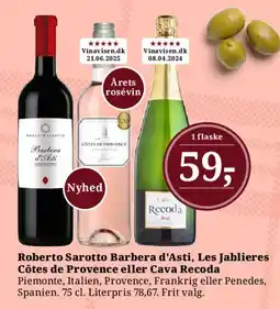 Dagli'Brugsen Roberto Sarotto Barbera d'Asti, Les Jablieres eller Cava Recoda tilbud