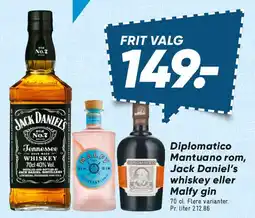 Bilka Diplomatico Mantuano rom, Jack Daniel's eller Malfy gin tilbud