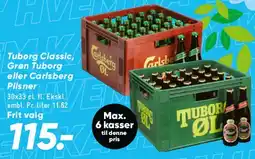 Bilka Tuborg Classic / Grøn Tuborg eller Carlsberg Pilsner (kasse) tilbud