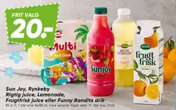 Bilka Sun Joy, Rynkeby, Frugtfrisk eller Funny Bandits drik tilbud