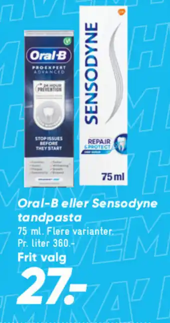 Bilka Oral-B eller Sensodyne tandpasta tilbud