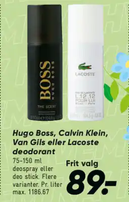 Bilka Hugo Boss, Calvin Klein, Van Gils eller Lacoste deodorant tilbud
