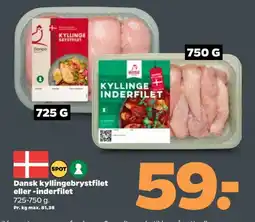 Netto Dansk kyllingebrystfilet eller-inderfilet tilbud