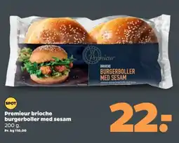 Netto PREMIEUR Brioche burgerboller med sesam tilbud